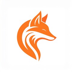 Obraz premium Minimalist Orange Fox Head Logo Vector Design Icon