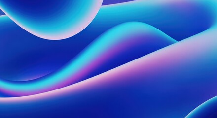 Abstract blue and pink fluid waves, smooth iridescent surface, modern liquid background