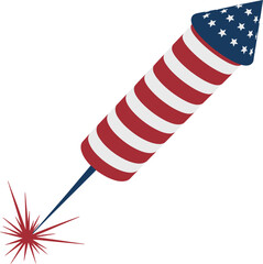 American Flag Themed Firework Rocket With Spark Trail celebration holiday