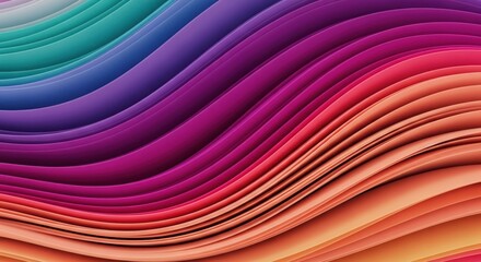 Abstract colorful wavy background with flowing layers of vibrant rainbow colors, creating a mesmerizing visual texture
