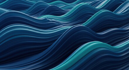 Abstract flowing blue and teal waves creating a mesmerizing and dynamic liquid motion background with a sense of depth and energy