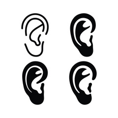 Ear silhouette set human anatomy hearing
