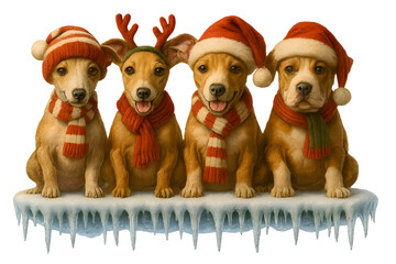 Cute Christmas Dog Breeds Collection &ndash; Holiday Puppy Set in Festive Winter Outfits,  Transparent background, Italian Greyhound