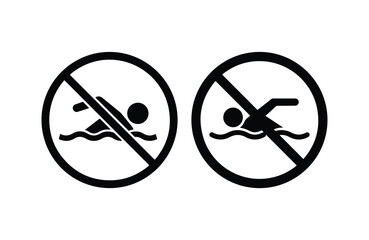 No swimming silhouette set safety prohibition