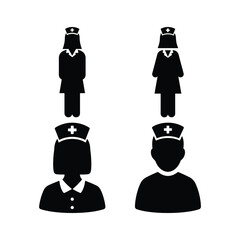 Nurse silhouette set healthcare professional staff