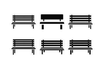 Park bench silhouette set outdoor furniture