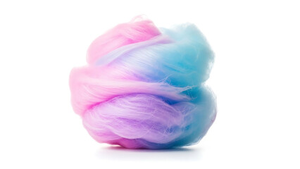 Obraz premium A fluffy pink and blue cotton candy on a white background, a sweet treat