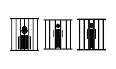 Person in jail silhouette set imprisonment