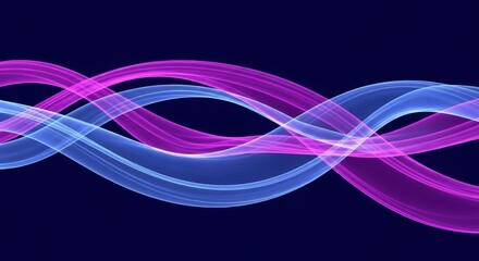 Abstract flowing waves of pink and blue light create a mesmerizing, dynamic pattern against a dark background