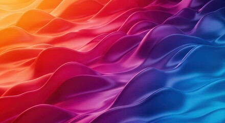 Abstract flowing waves of vibrant gradient colors, orange, pink, purple, and blue, creating a dynamic and fluid background