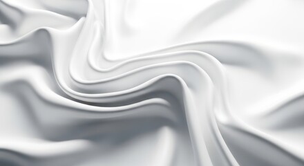 Abstract flowing white silk fabric with elegant folds and soft shadows, luxurious texture