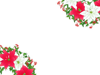 ポインセチアとサンキライのリースフレーム④赤白