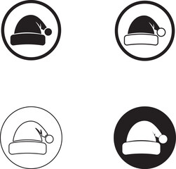 Vector santa hat silhouette icons for winter holiday greetings Vector
