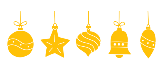 set of golden Christmas balls vectors