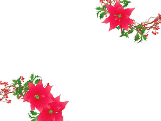 ポインセチアとサンキライのリースフレーム⑤赤