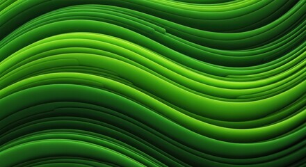 Abstract green wavy lines forming a textured pattern with depth and organic flow