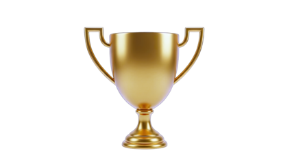 Golden Trophy Cup Isolated on White Background