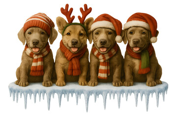 Cute Christmas Dog Breeds Collection &ndash; Holiday Puppy Set in Festive Winter Outfits,  Transparent background, Weimaraner