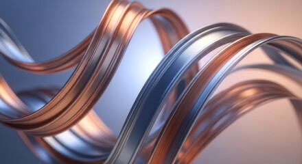 Abstract metallic ribbons twisting and turning in a fluid motion, representing dynamic flow and connection