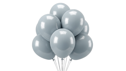 Gray Balloons Floating Together on White Background
