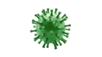 Green Coronavirus Cell Isolated on White Background