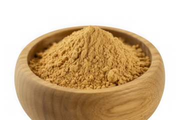 Bowl of maca powder isolated on transparent background