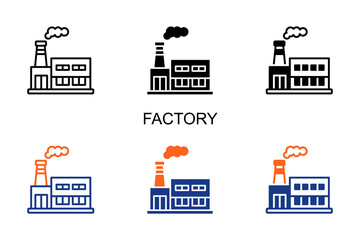Factory Icon Multi Style Vector Illustration