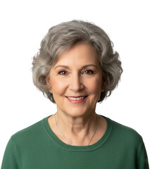 PNG. portrait of a young mature senior woman. portrait of a senior middle aged woman on transparent background.