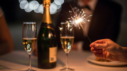 Sparkling Celebration with Champagne and Glasses.