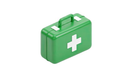 Green First Aid Kit Isolated on White Background