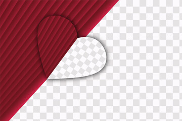 Red Paper Cut Heart with Transparent Background &ndash; Valentine Love Template