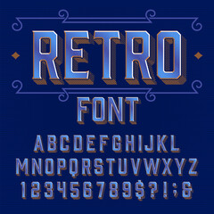 Retro alphabet font. The set of letters and numbers in vintage style. Perfect for headlines, logos, posters, and designs needing a weathered, industrial feel.