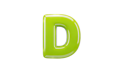 Green Letter D Isolated on White Background