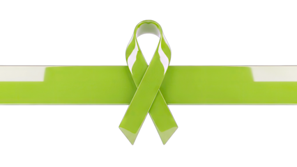Green Ribbon Symbolizing Awareness and Support on White Background