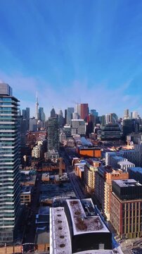 Canary District Sunrise with Lake Ontario, TTC Distillery Loop, and GO Train Skyline