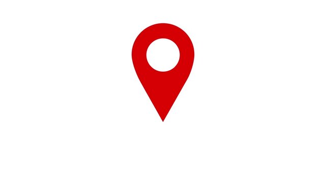 4k Looping animation of red pin map point location bouncing on white background