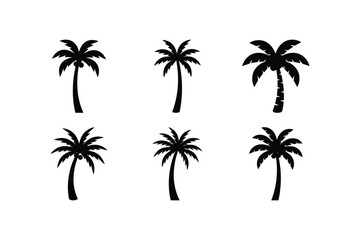 Obraz premium Coconut tree silhouette set tropical nature