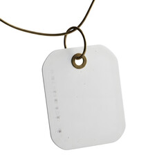 Fototapeta premium Close up of a blank dog tag hanging from a dark green collar against black