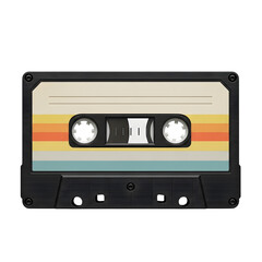 Fototapeta premium Vintage audio cassette tape isolated on a black background reminiscent of the 1980s