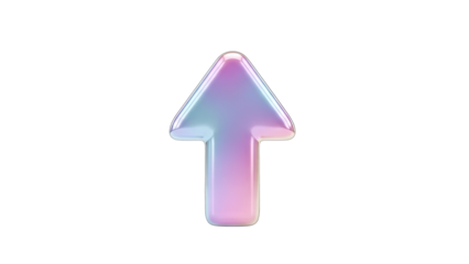 Holographic Arrow Pointing Up on White Background