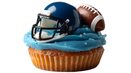 american football helmet on cupcake isolated on white background