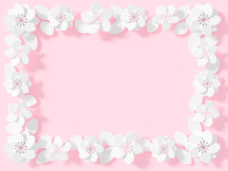 桃の花の白い3DCGフレーム