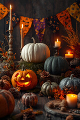 halloween pumpkin and candles