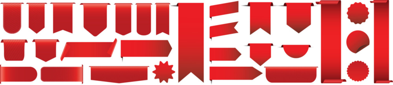 Set of offer labels in red isolated on white background. Vector illustration