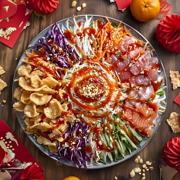 Colorful Malaysian Yee Sang Prosperity Salad