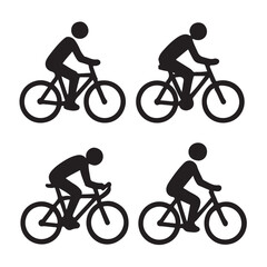 person riding bicycle icons set vector silhouette © Suma