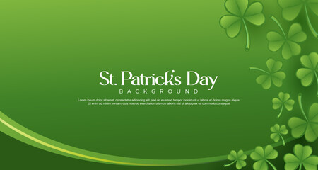 St. Patrick's Day background with vector three and four leaf clover pattern background. Lucky green background for Irish beer festival, St. Patrick's Day