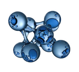 Abstract molecular structure with blue spheres transparent background cutout png