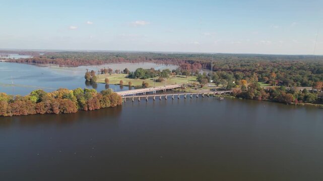 Aerial video of Caddo Lake Historic Drawbridge on the Louisiana side.
