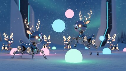 Blue night winter landscape illustration featuring a Christmas tree with snowflakes and stars under a moonlit sky for a holiday celebration card design